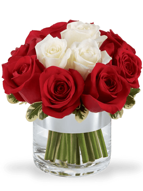 Bouquet di rose rosse e rose bianche
