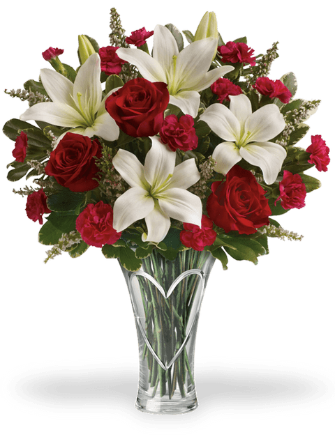 Bouquet di rose garofani e lilium