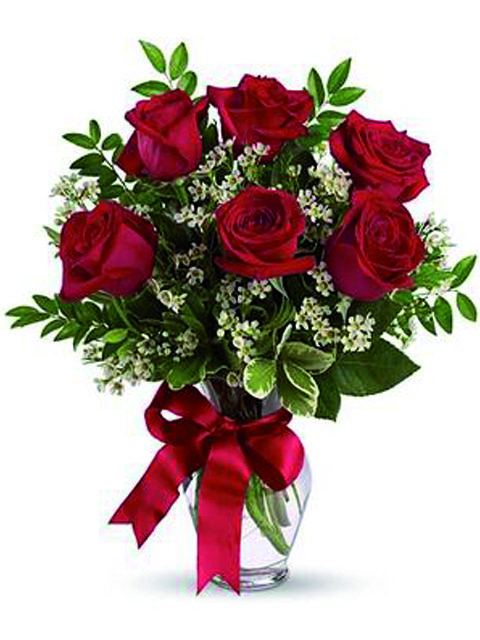 Bouquet di 6 rose rosse