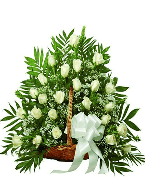 cesto funebre di rose