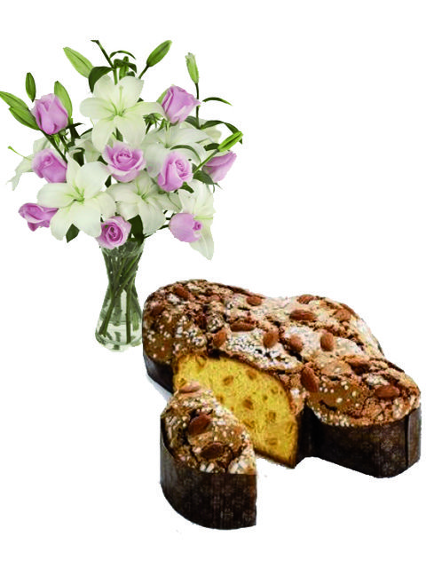 Rose gigli bianchi e colomba