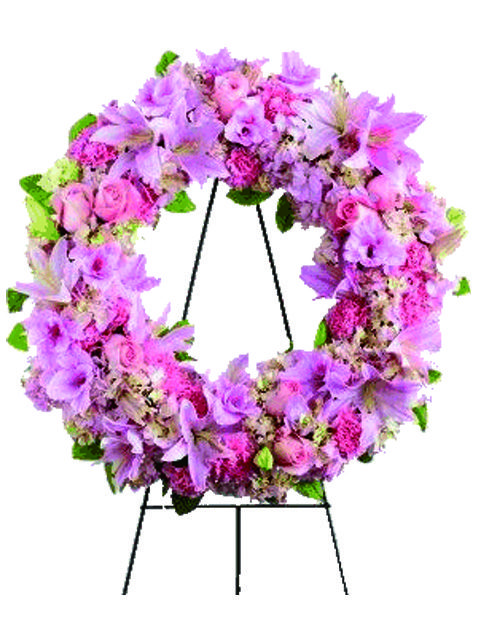 Corona di rose e gigli color rosa