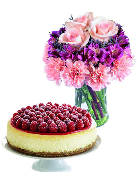 alstroemerie e rose con cheesecache