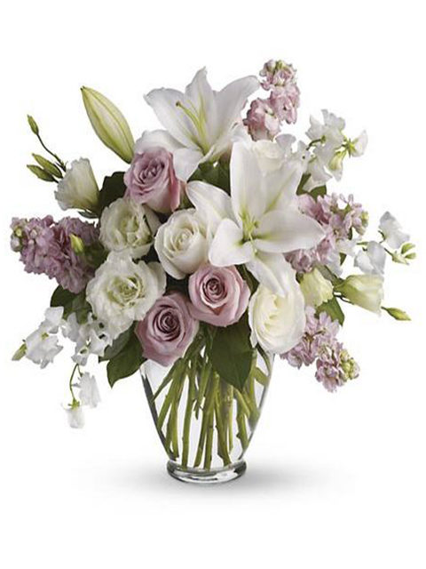 rose e gigli bianchi e rose rosa