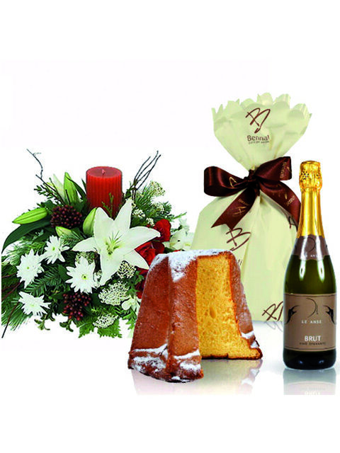 centrotavola candela spumante e pandoro