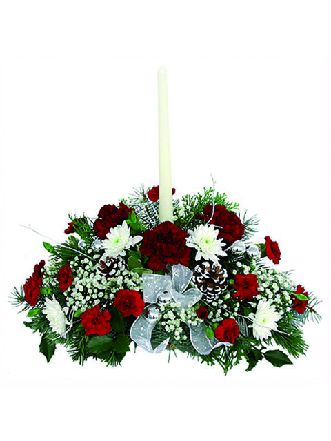 centrotavola natalizio con rose rosse
