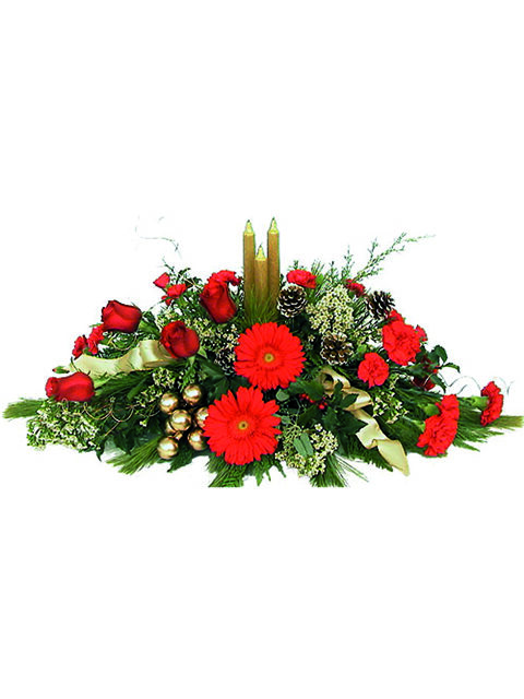 Centrotavola di gerbere rosse e candele